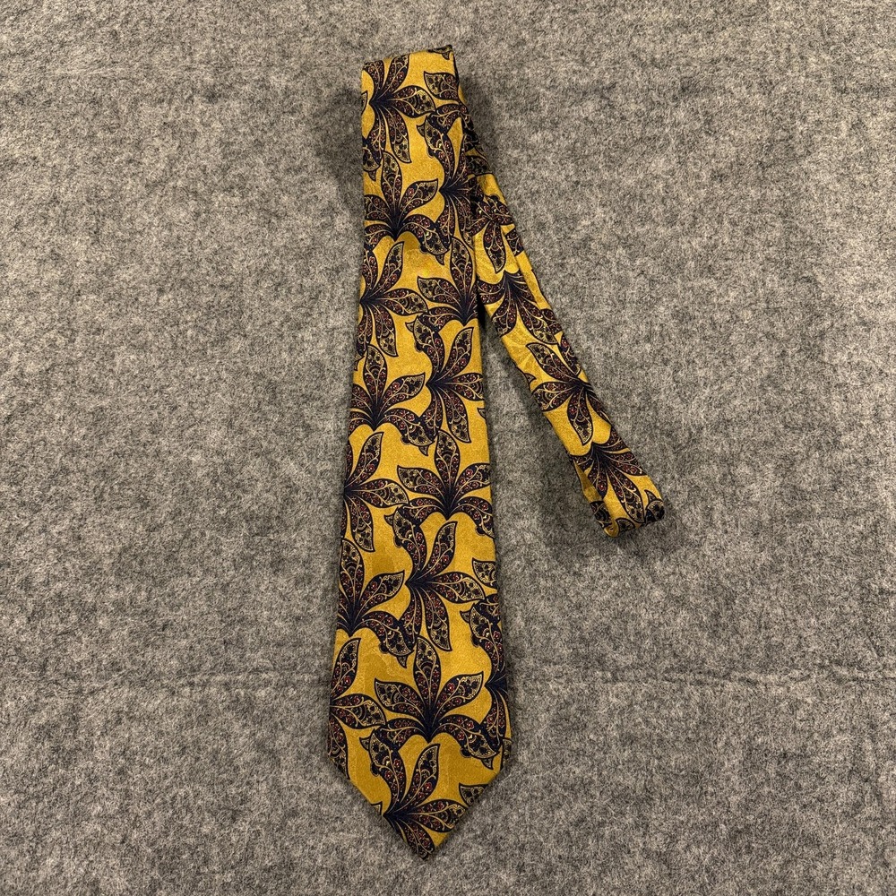 Stefano Ricci Tie Mens Yellow Gold Blue Floral Paisley Silk Necktie Italy Luxury